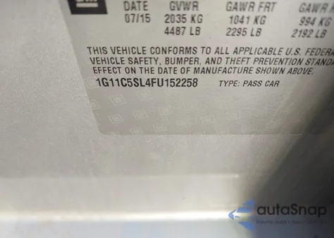 2015 Chevrolet Malibu 1Lt from USA, damaged, VIN 1G11C5SL4FU152258